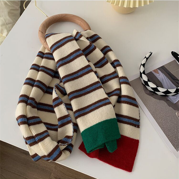 Women's Fashion Versatile Striped Warm Scarf