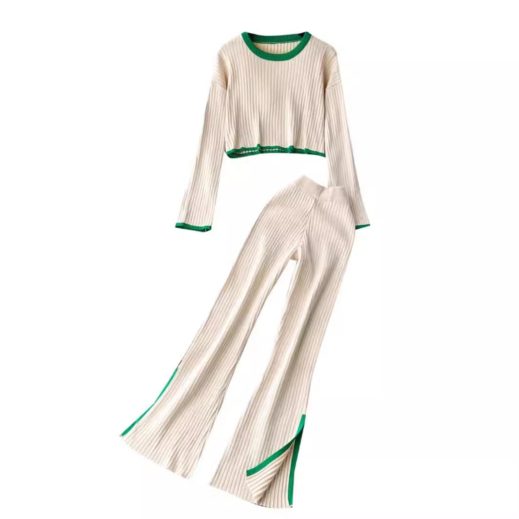 Knitted Top And Trousers Two-piece Set Sweater