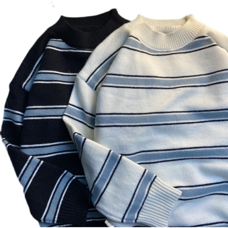 Striped Crewneck Sweater Men's Autumn And Winter Style