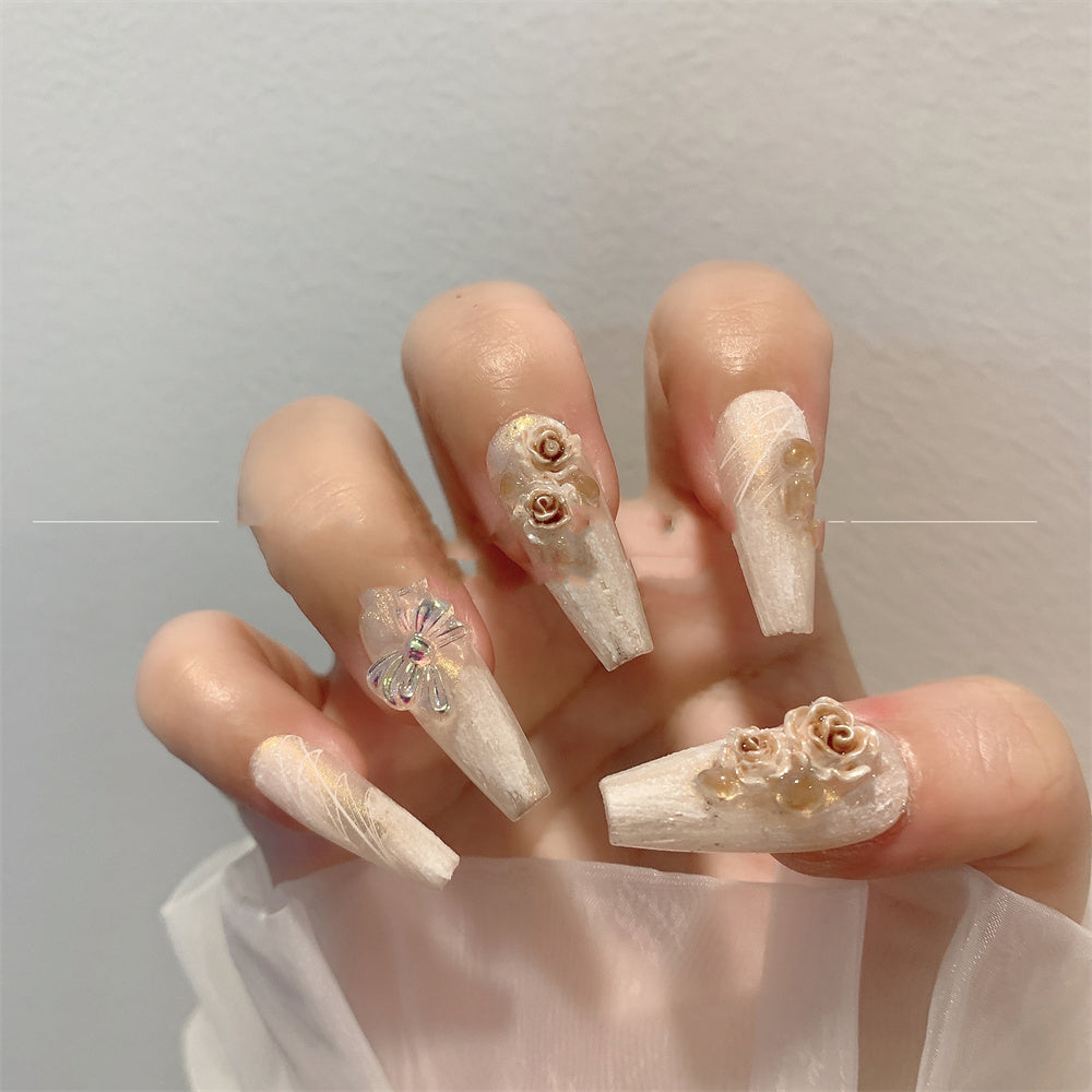Premium Feel Camellia Nail Patch Bridal Handmade
