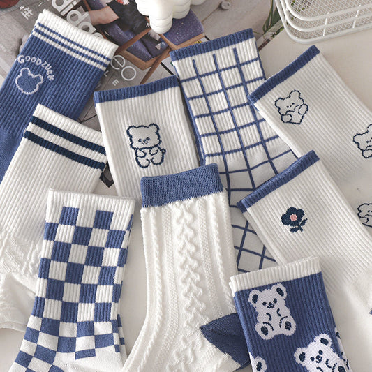 Women's Cute Cartoon Bear Thin Mid-calf Length Socks
