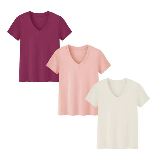 Loose Short-sleeved Top Combination Solid Color Women's Clothing