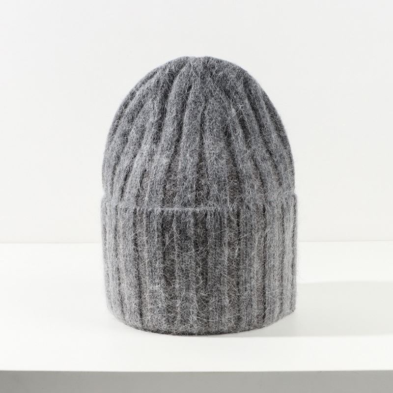 Korean Version Of The Versatile Knitted Hat Japanese Rabbit Hair Vertical Strip Aging