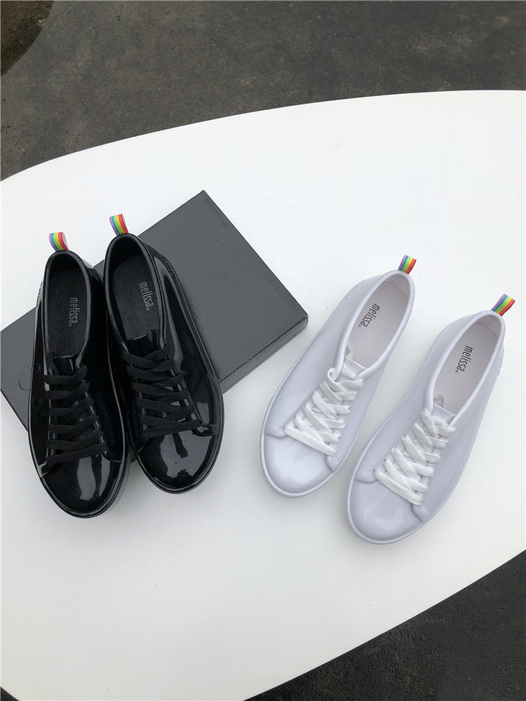 Rainbow Lace-up Single Shoes Women's Sneakers Flat Bottom