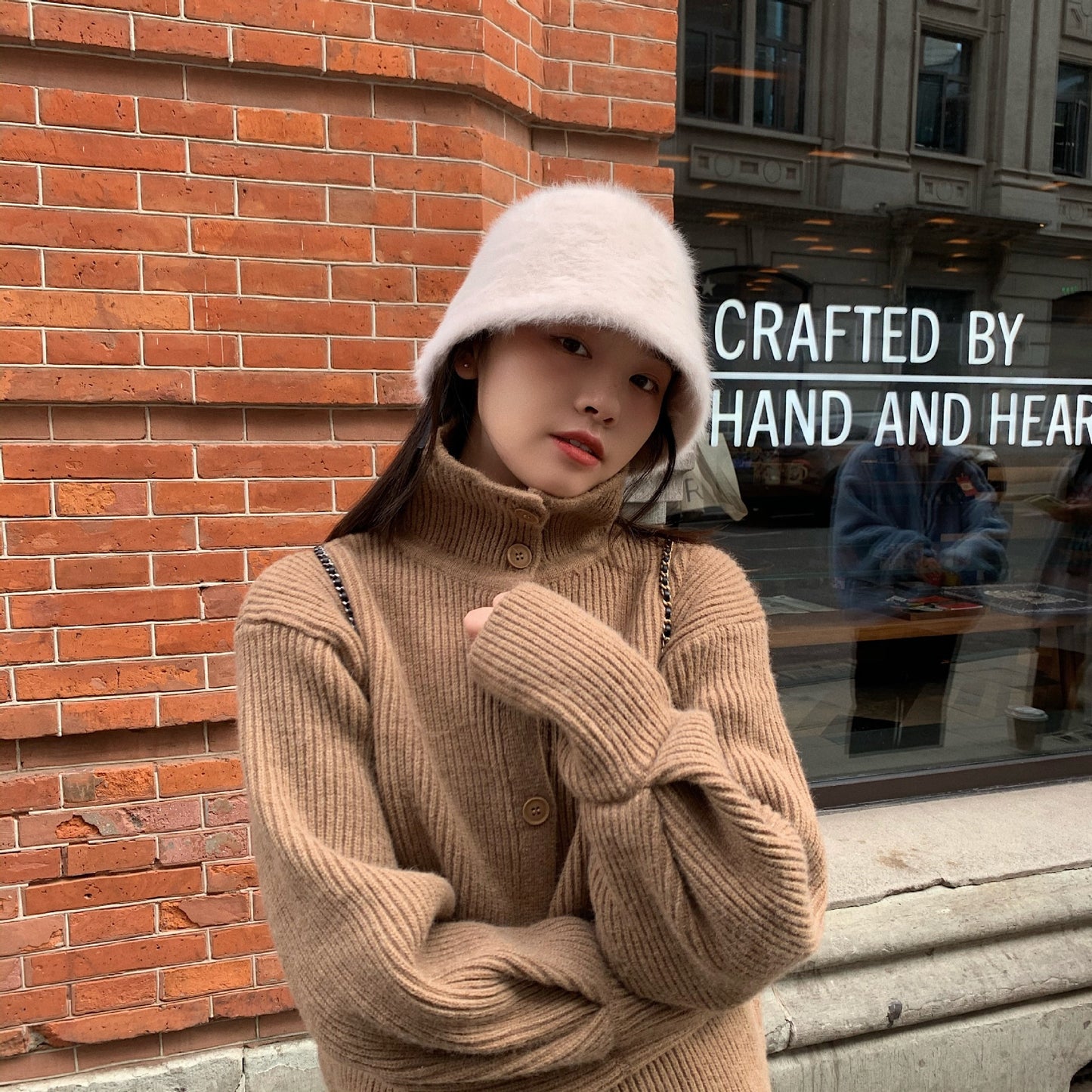 Japanese-style Retro All-match Face-covering Rabbit Fur Bucket Hat
