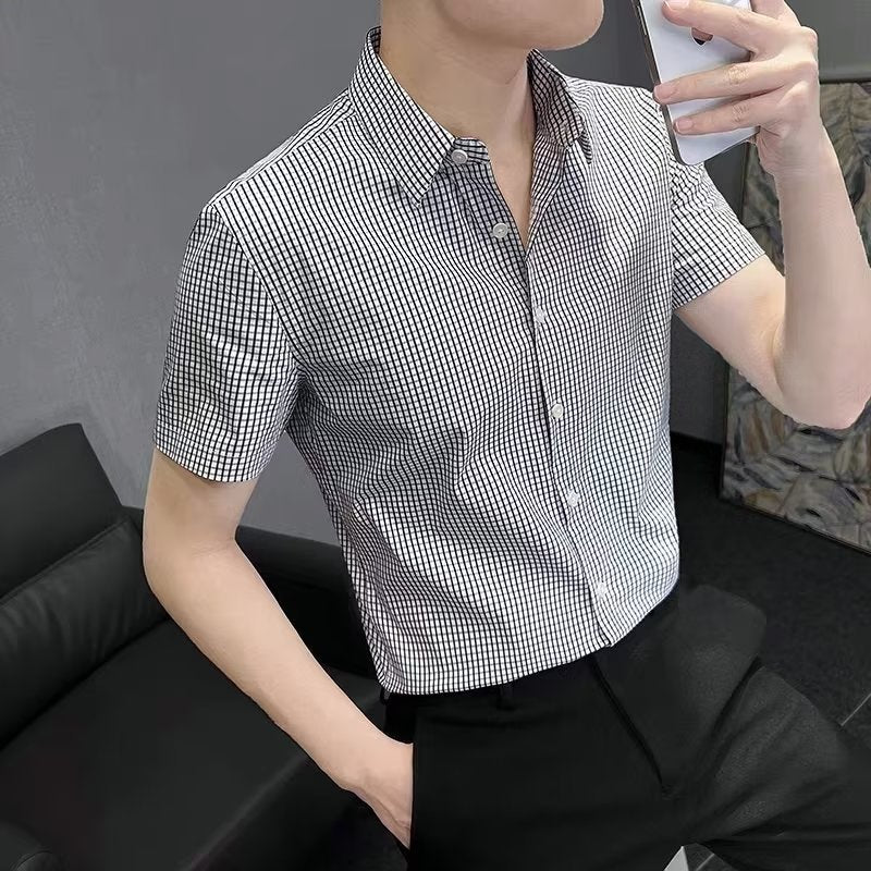 New Mens Minimalist Trendy Plaid Shirt