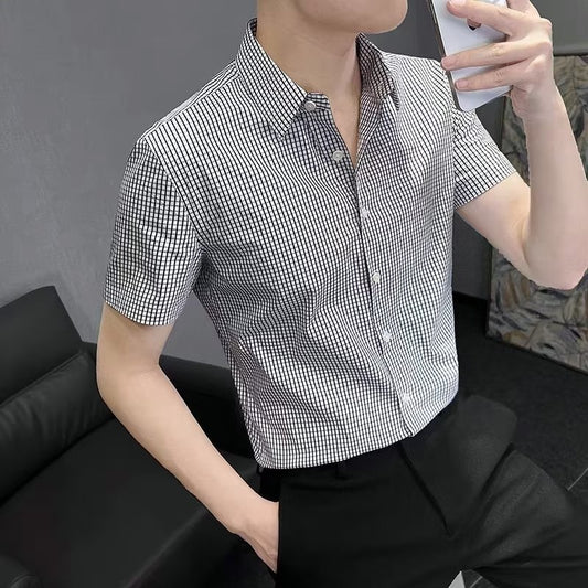 New Mens Minimalist Trendy Plaid Shirt