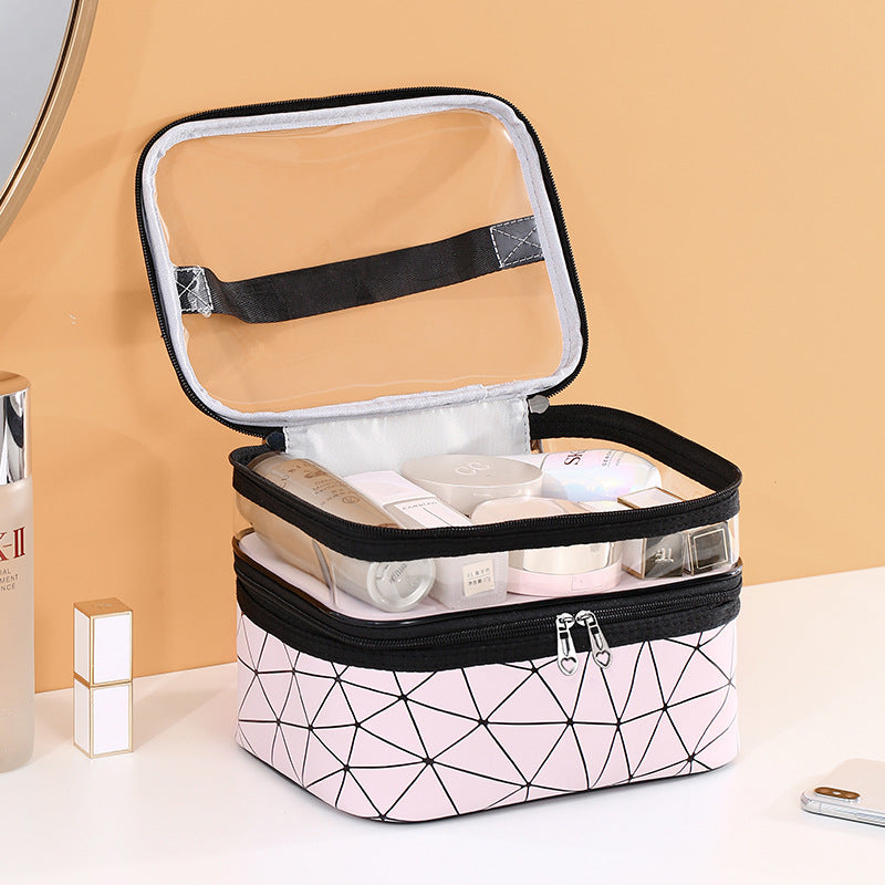 New Double-layer Waterproof Cosmetic Bag Large Capacity Toiletry Bag