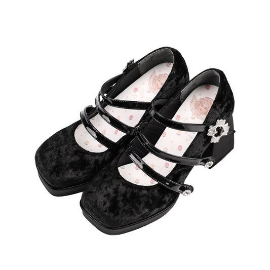 Velvet Edition Original Pearl Bow Three Buckles