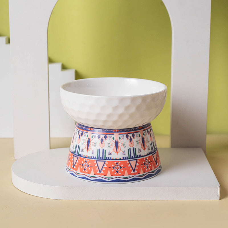 Pet Ceramic High Foot Protective Cervical Bowl