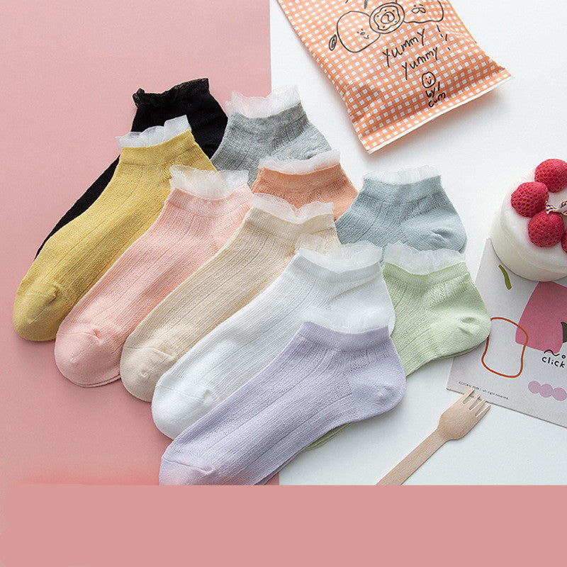 Summer Thin Shallow Mouth Boat Socks Ladies Cotton Socks