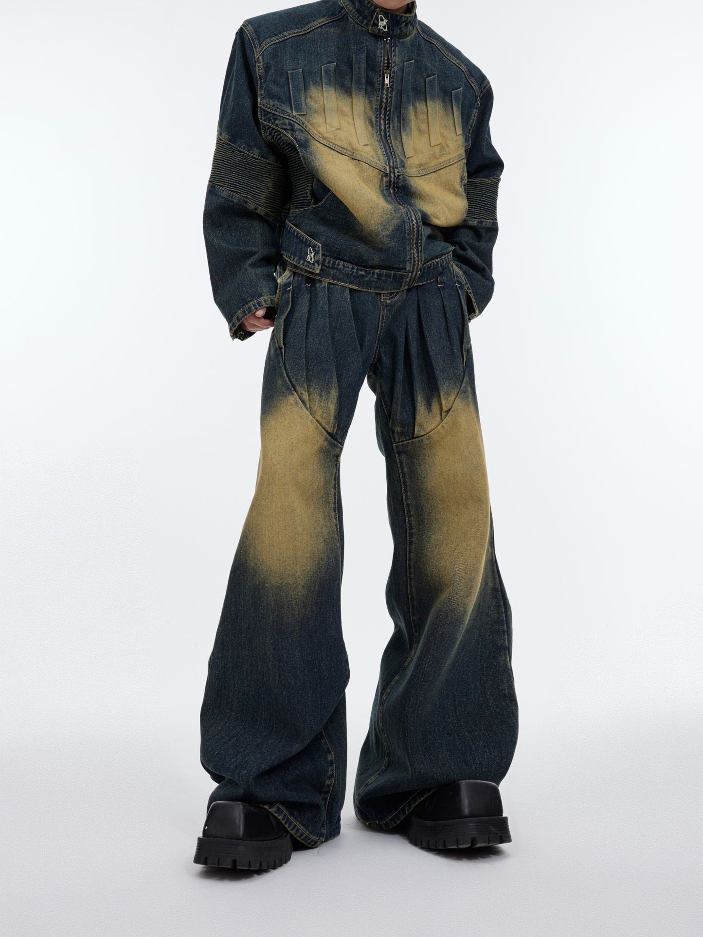 Heavy Retro Distressed Deconstruction Denim Suit