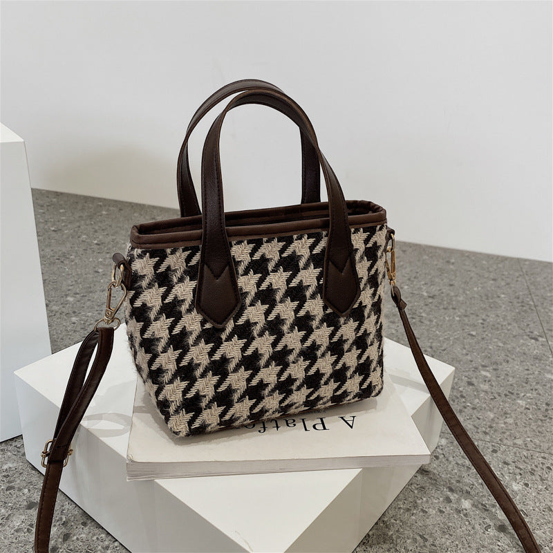 Mode Houndstooth Skuldertasker Bærbare Skakternede Håndtasker All-match Messenger Taske Dame Totes