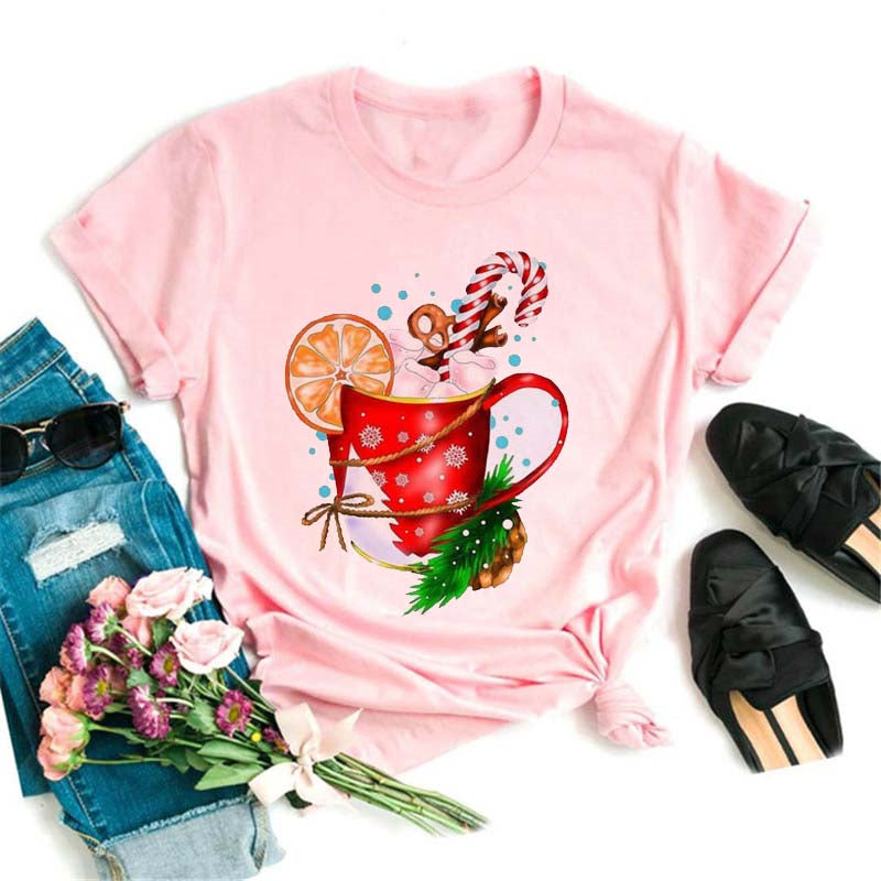 Christmas Red Plaid Leopard Short Sleeves