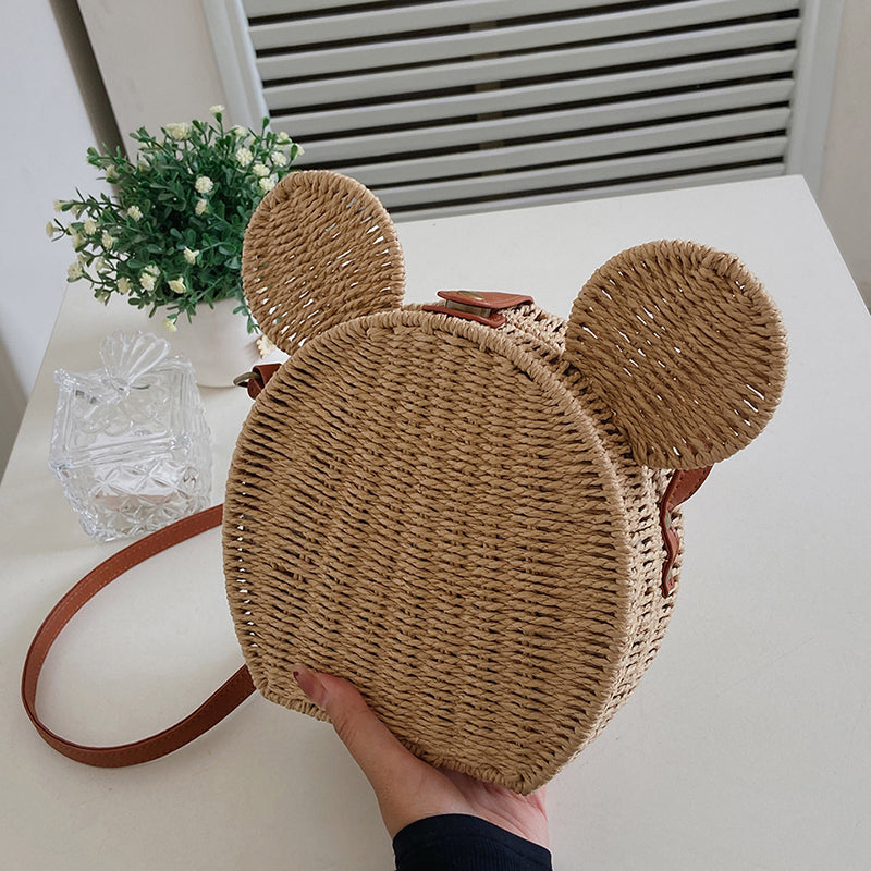 New Mori Woven Grass Small Round Bag
