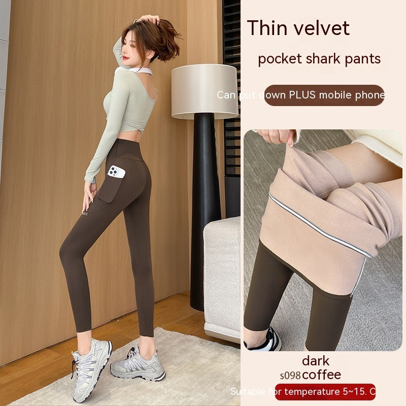 Fall High Waist Hip Lifting And Belly Contracting Yoga Barbie Bodybuilding Pocket Leggings