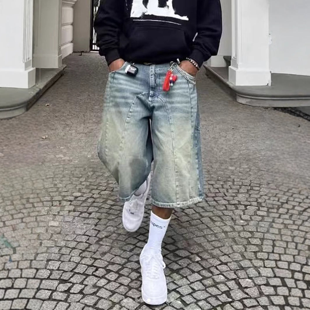 American-style Vintage Washed High-street Denim Shorts