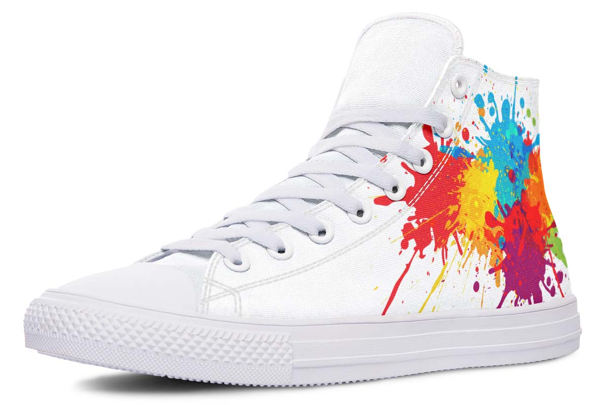 Men's And Women's Fashion Color Printing High-top Canvas Shoes