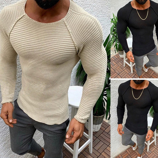 Men's Crew Neck Pullover Sweater Knitwear Solid Color Casual