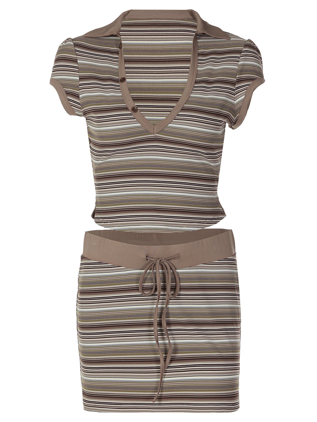 Womens Striped Tube Top And Skirt Set