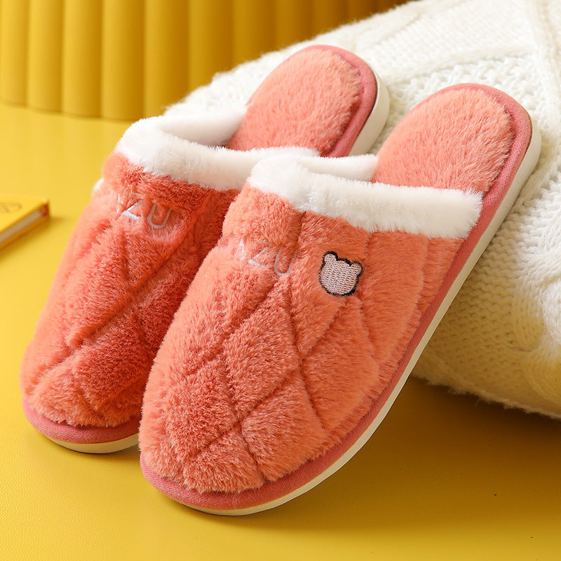 Couples' Cotton Slippers For Women's Indoor Household Use In Autumn And Winter