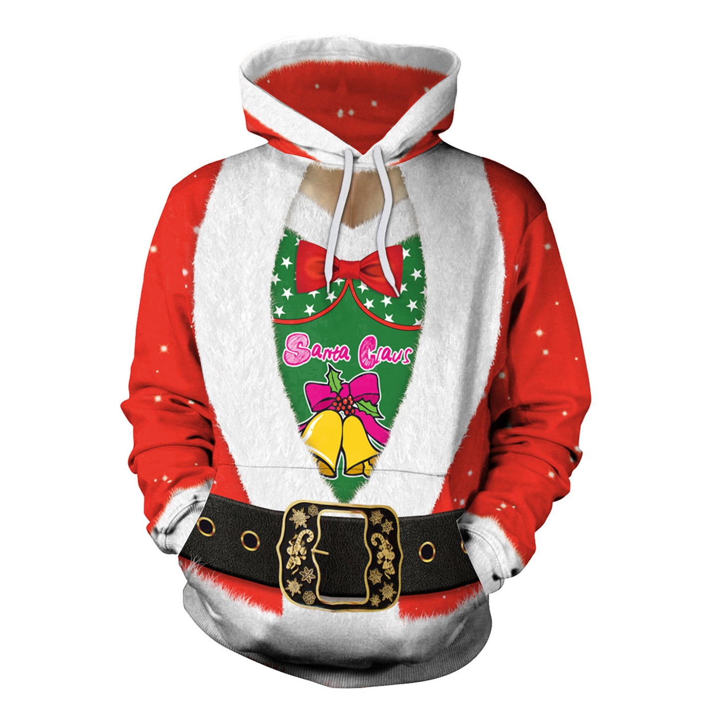 Christmas Women's Loose Versatile Hooded Creative Digital Printed Sweater Performance Dress