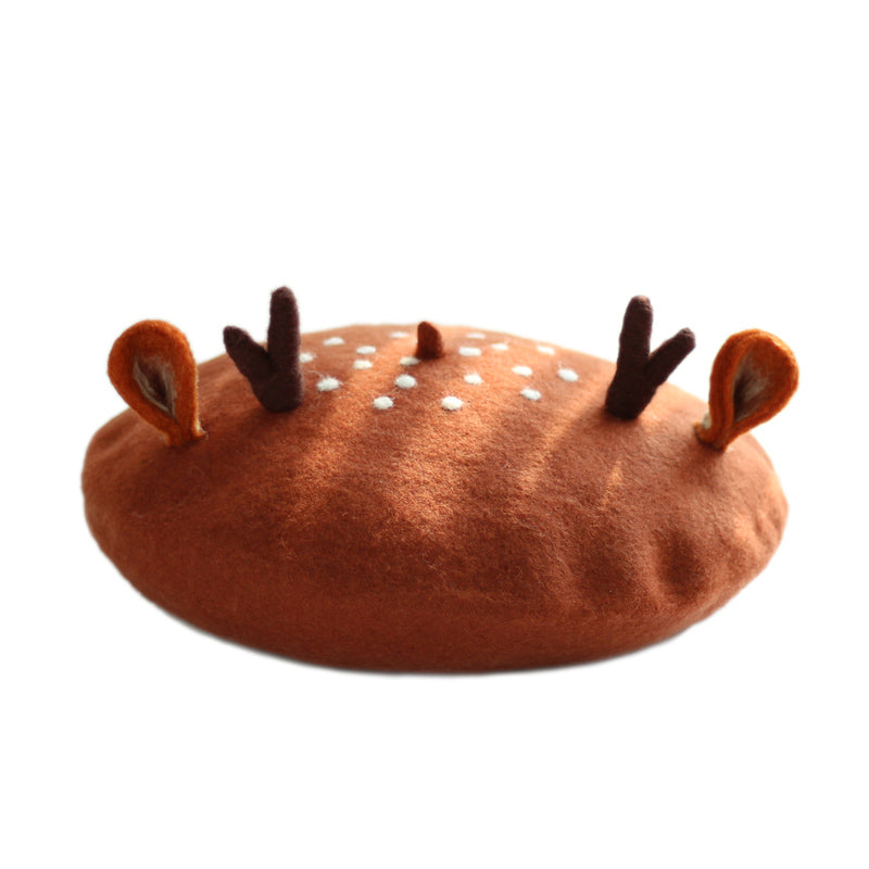 Sika Deer Biscuits Hat Cute Antler Ears Beret