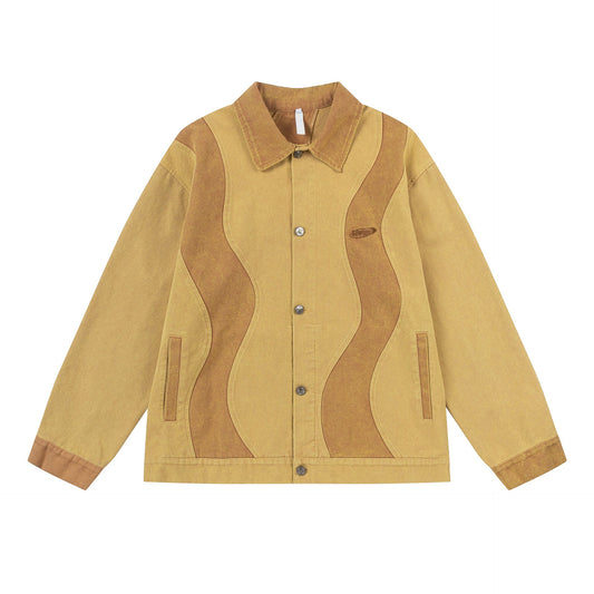 Color Contrast Patchwork Couple Coat Jacket