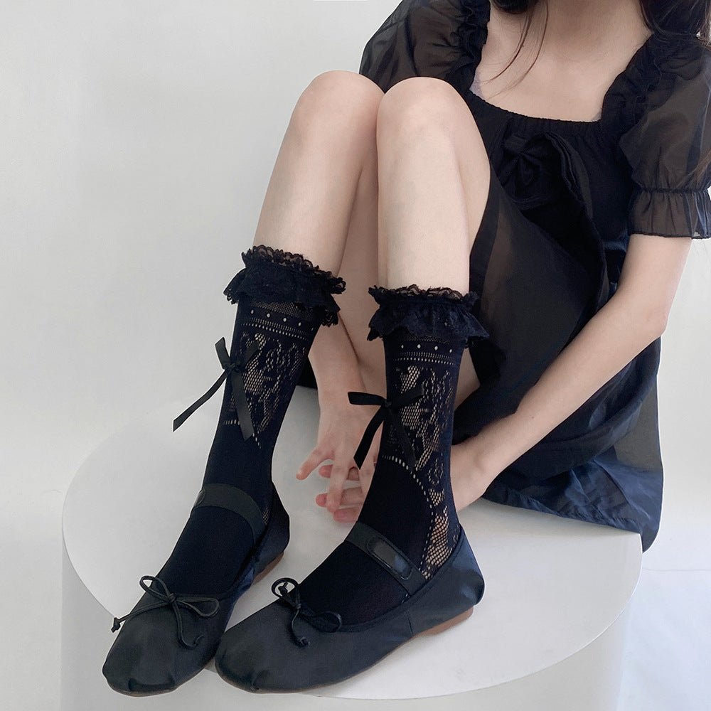 Summer Thin Lace-trimmed Mid-calf Socks
