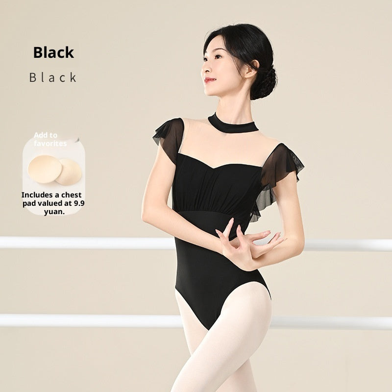Women's Solid Color Versatile Casual Ballet Leotard With Flared Sleeves