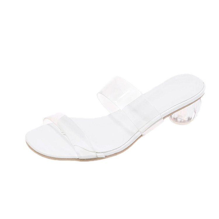 One-strap Transparent Strap Outer Wear Mid Heel Sandals
