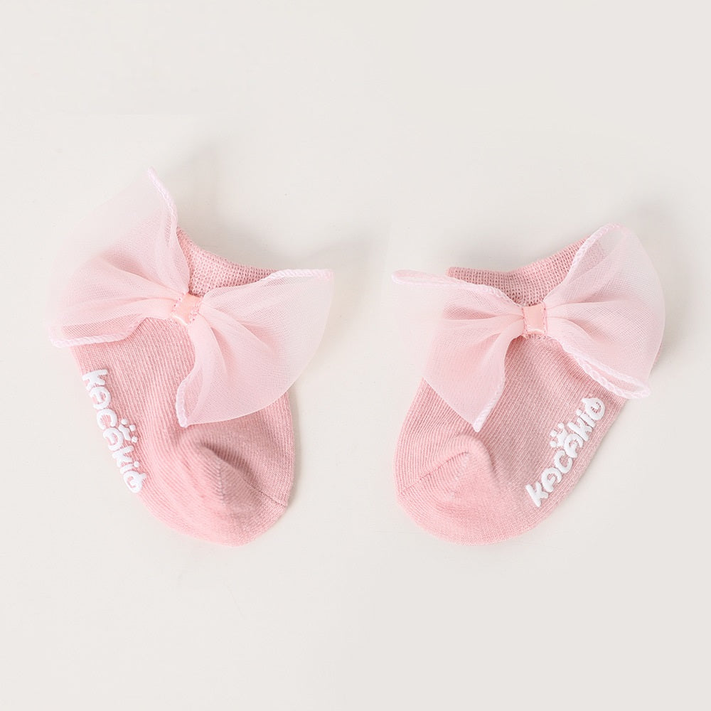 Mesh Bow Cotton Socks Spring And Autumn New Sweet Princess Non-slip Boat Socks
