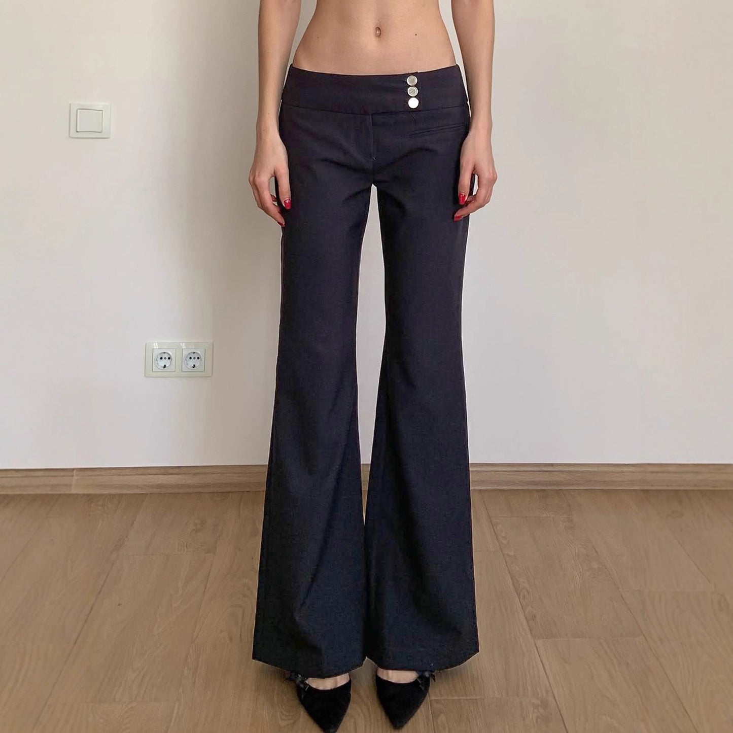 All-matching Low Waist Side Row Trousers