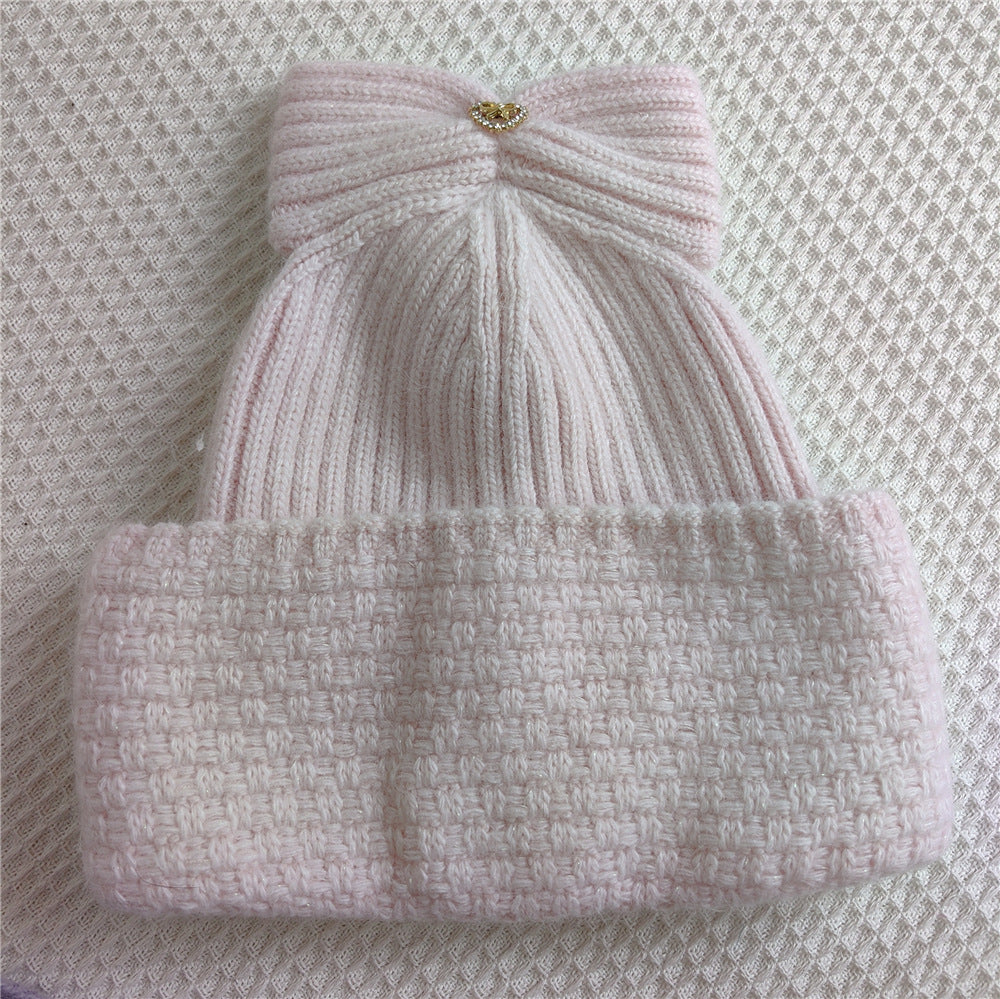 Sweet And Cute Bowknot Rabbit Hair Knitted Hat