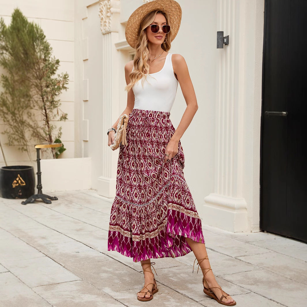 Beachside Maxi Skirt With A Bold Floral Print For Vacation