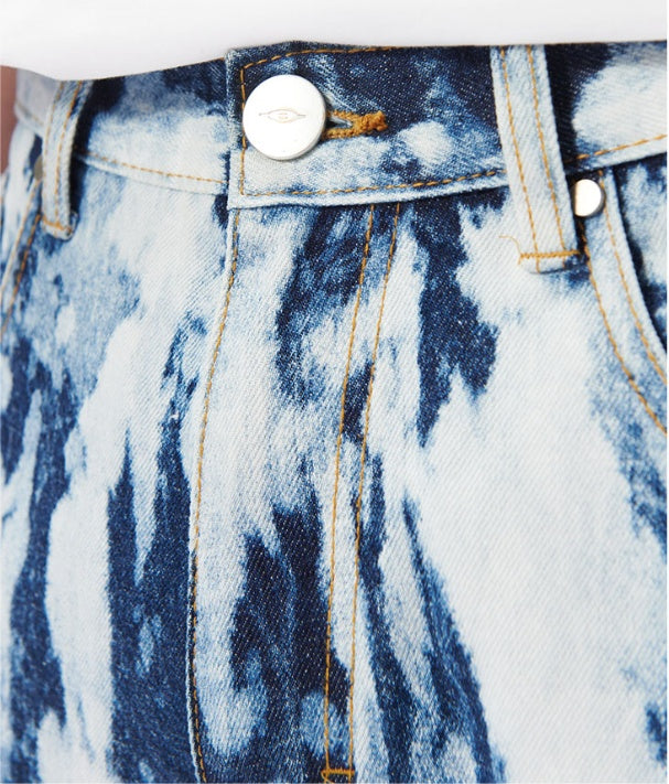 Hand-Heavy Washed Micro-Flare Jeans