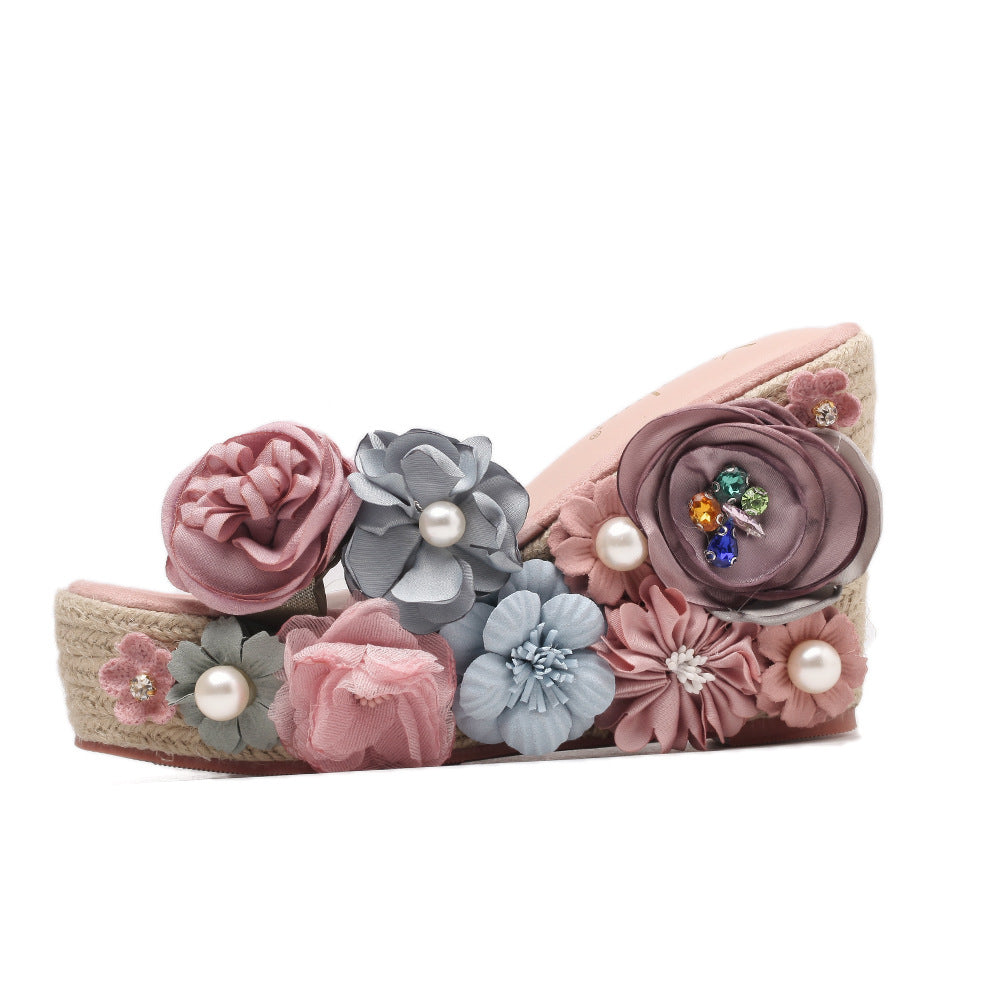 Hemp Rope Braided High Heel Sandals And Slippers