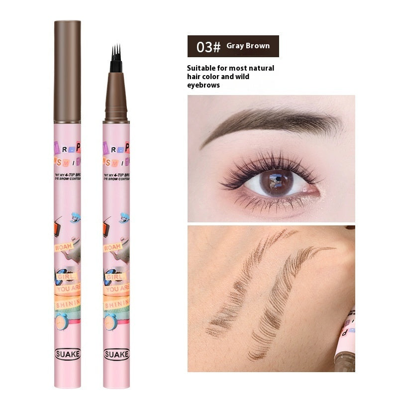 Semi-permanent Four-fork Liquid Water Eyebrow Pencil Waterproof