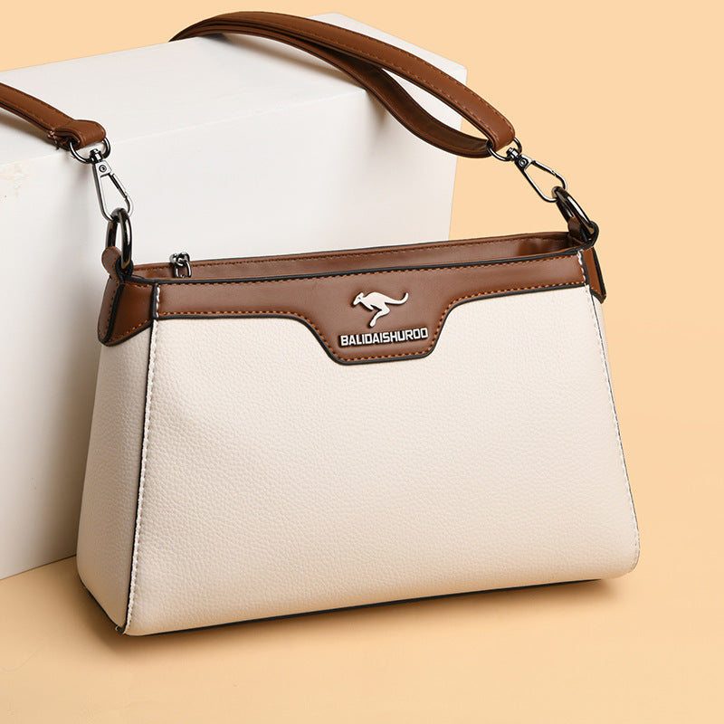 One Shoulder Blød Læder Lille Firkantet Syning Kvinder Crossbody Taske