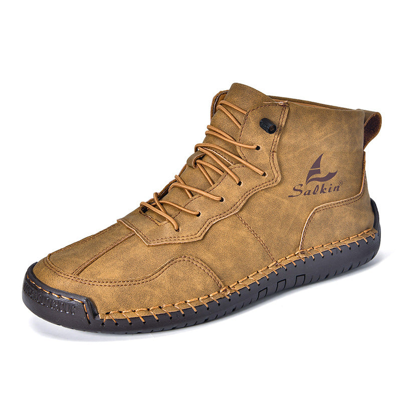 Leather Shoes High-top Retro Casual Boots