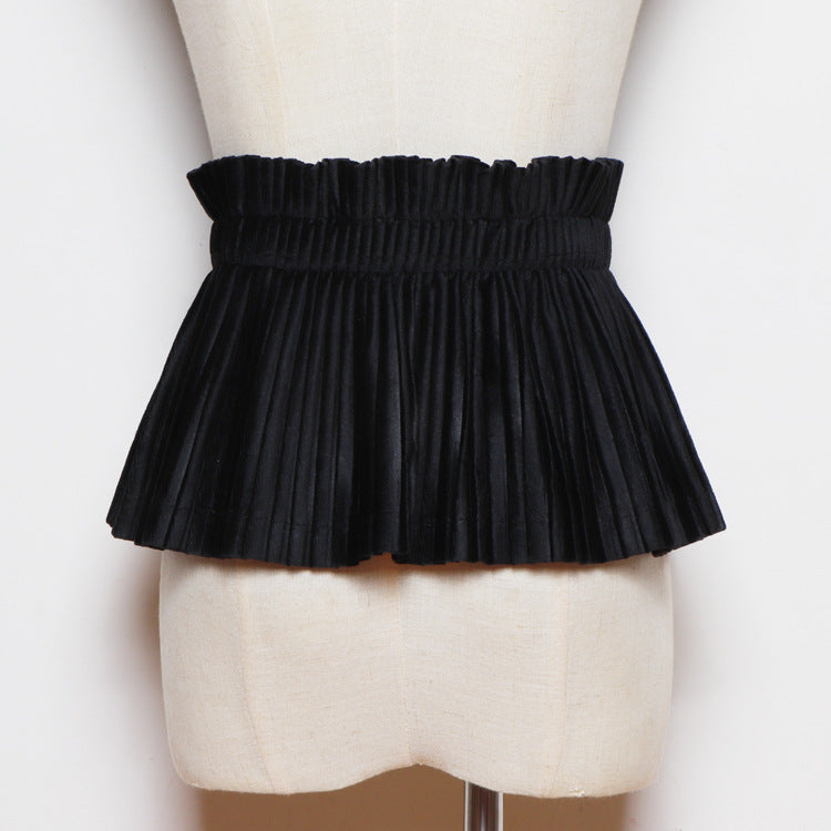 Ultra-wide Skirt Belt With Elastic Waistband Covering Belly