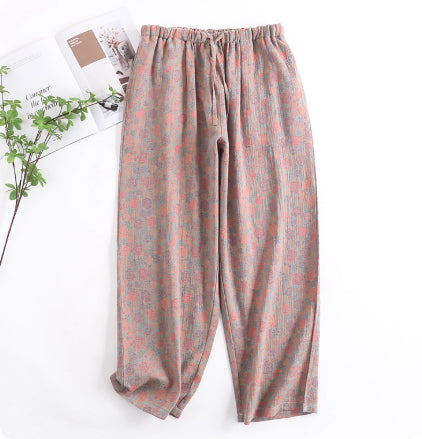 Spring And Autumn Purified Cotton Pajama Pants Large Size Home Thin Printing