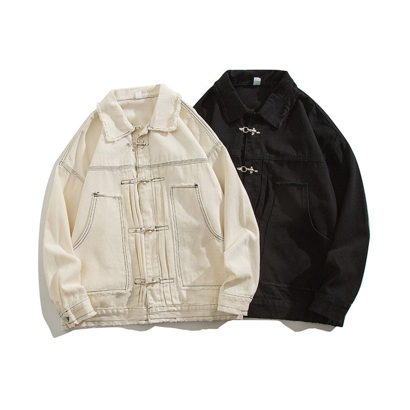 Loose Leisure Workwear Coat Metal Buckle Burr Jacket
