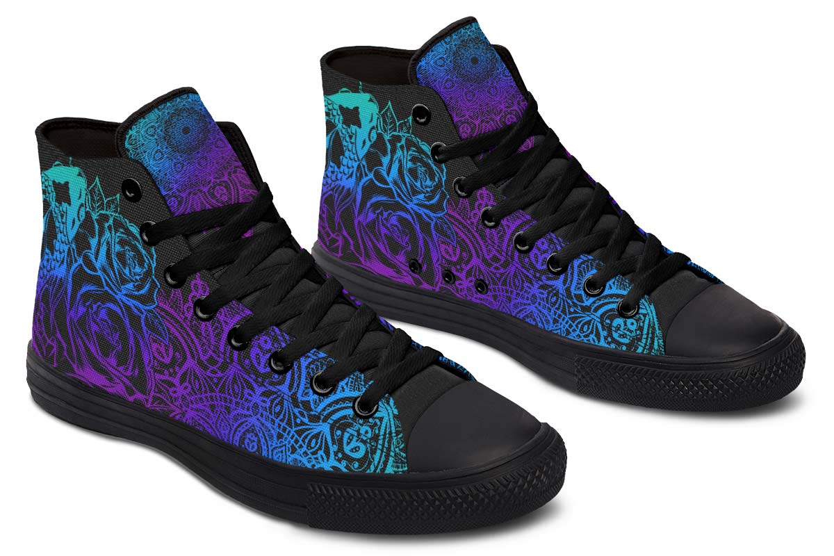 Men's And Women's Fashion Color Printing High-top Canvas Shoes