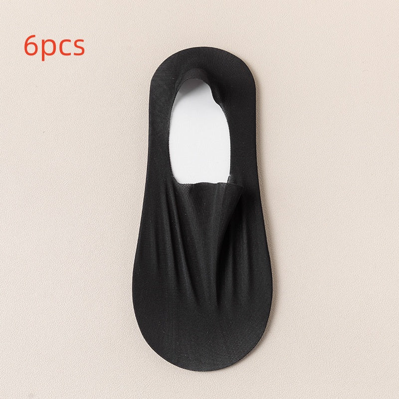 Thin Solid Color Bottom Super Low Cut Invisible Socks