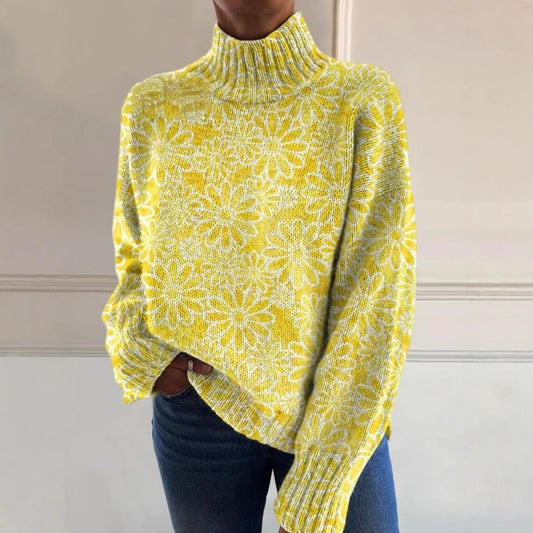 European And American Women's Printed Wear Turtleneck Sweater