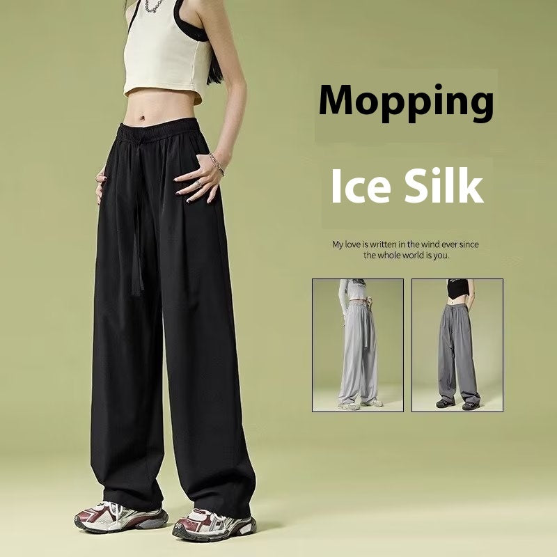 Quick-drying Ice Silk Wide-leg Retro Sports Casual Pants