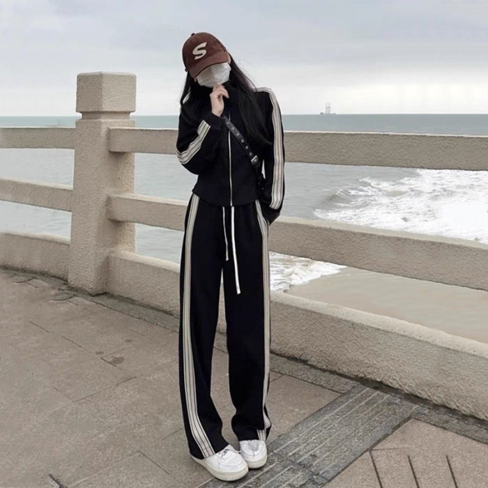 Women's Loose Short Jacket Fashion Casual Two-piece Set