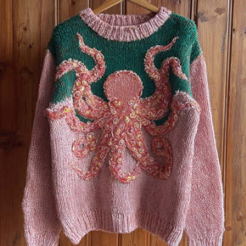 Women's Loose Retro Printed Round Neck Anti Knitting Sweater