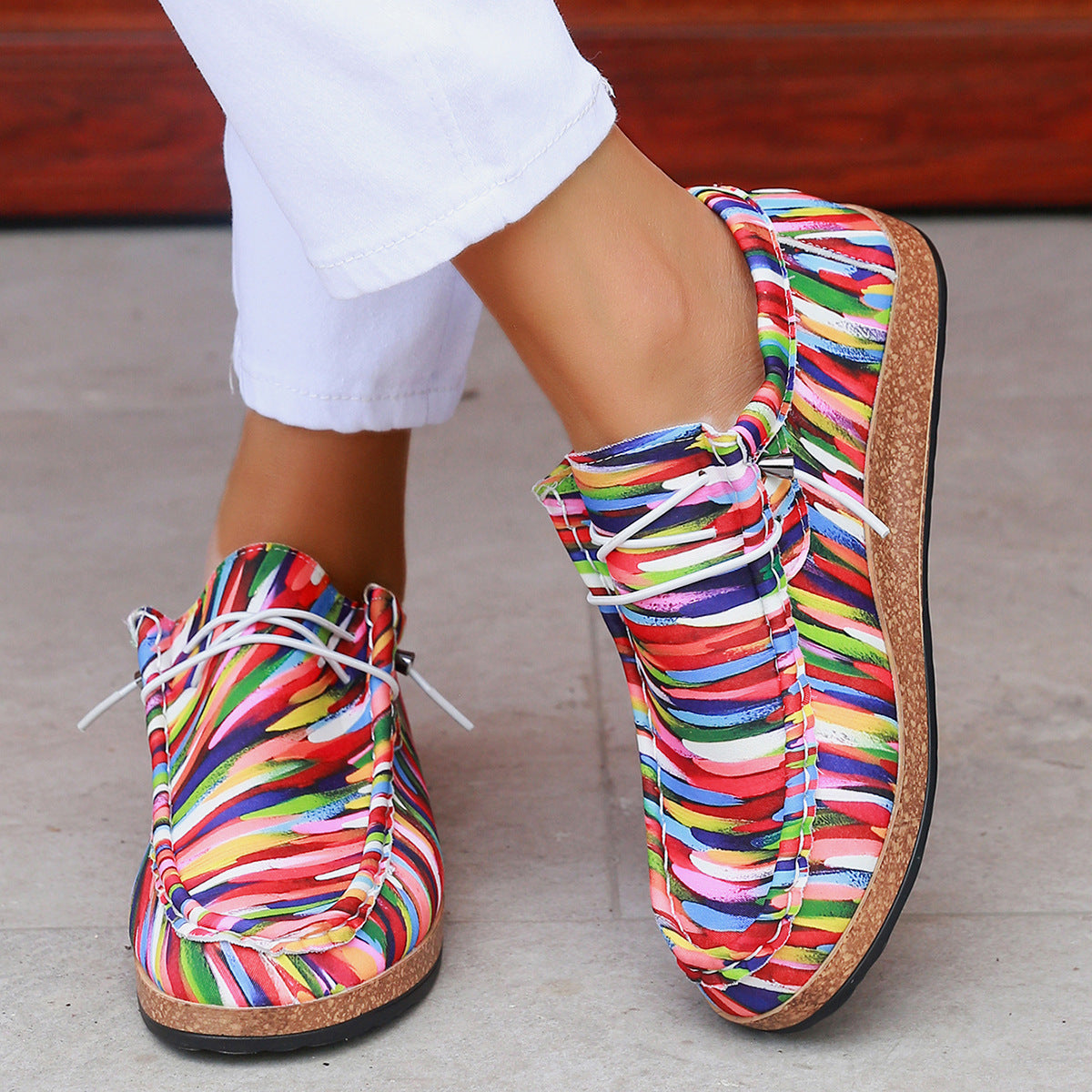 European And American Plus Size Board Shoes Independence Day Color Slip-on Lazy
